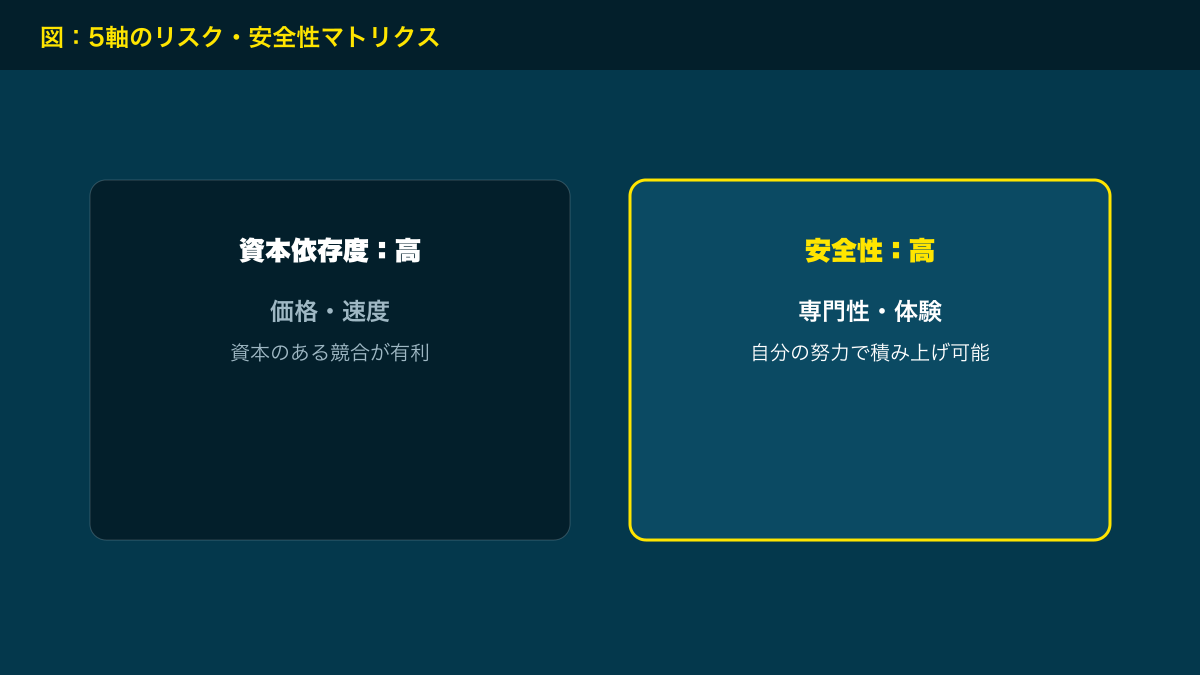 図解：5軸のリスク・安全性マトリクス