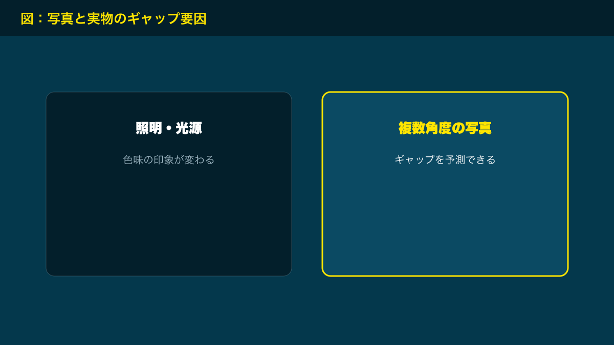 図解：写真と実物のギャップ要因（比較）