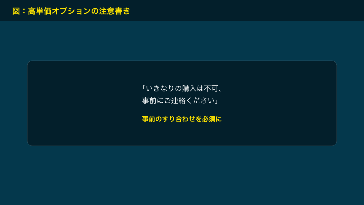 図解：高単価オプションの注意書き